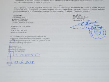 SLOVESNI PODPIS POGODBE ZA PROJEKT DOLB BOVEC 14